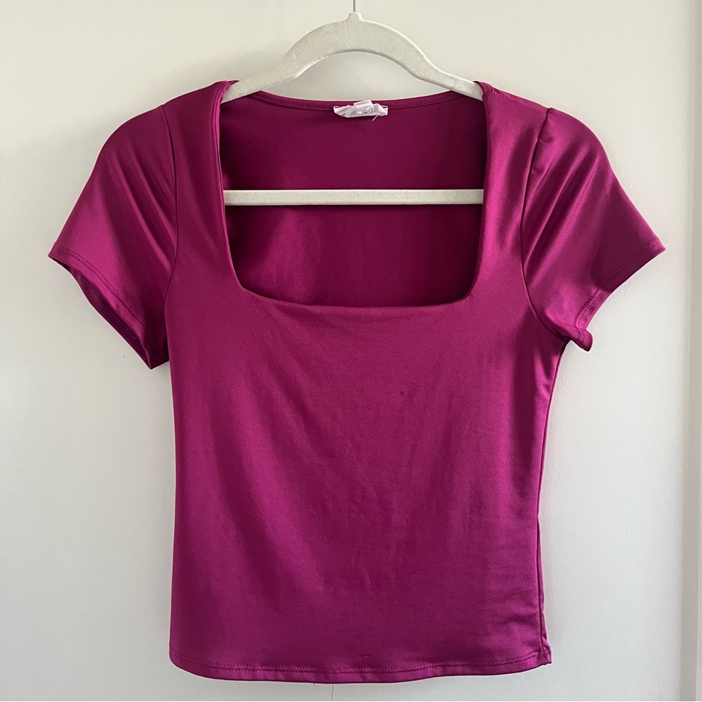 Women's Square Neck Magenta Top